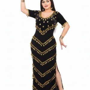 فستان جلابية مطرز بالخرز من جازيل، قماش مطاطي مع شراشيب لؤلؤية، ملابس منزلية للحفلات للنساء، تصميم انيق للمناسبات والاسترخاء اليومي المريح