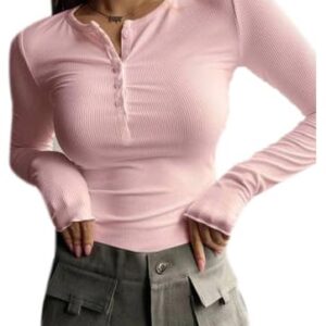 تيشرت من قماش تويل بأكمام وأزرار للنساء