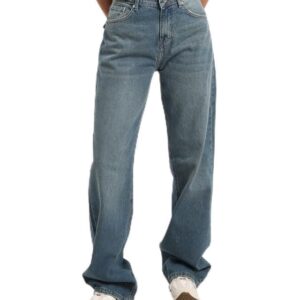 جي بي اس دينيم بنطلون جينز حريمى وايد ليج حزام ازرق ديرتى اللون 1478