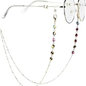 سلسلة نظارات مع خرز من خليط معدني مضاد للانزلاق، سلسلة نظارات عصرية اكسسوارات النظارات مثبتة، حزام تثبيت للنظارات الشمسية للنساء والفتيات