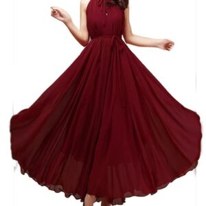 فستان نسائى نبيتى شيفون ببطانة دون اكمام