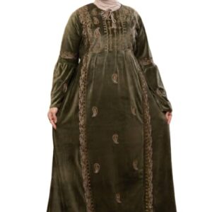 عباية للنساء من هايدي، مصنوعة من المخمل، مطرزة بورق الشجر، مقاس كبير، بتصميم عصري أنيق للمحجبات