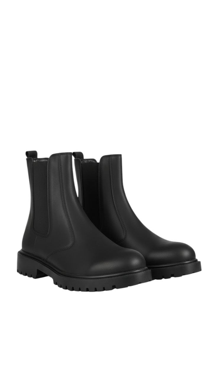 41QMfeTfqqL هاف بوت رجالي تشيلسي بوت حذاء لون اسود