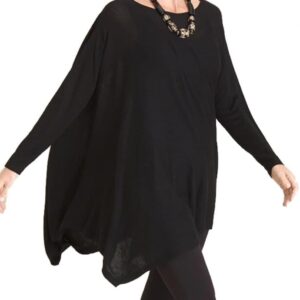 بلوزة قطن طويلة للنساء، لون اسود