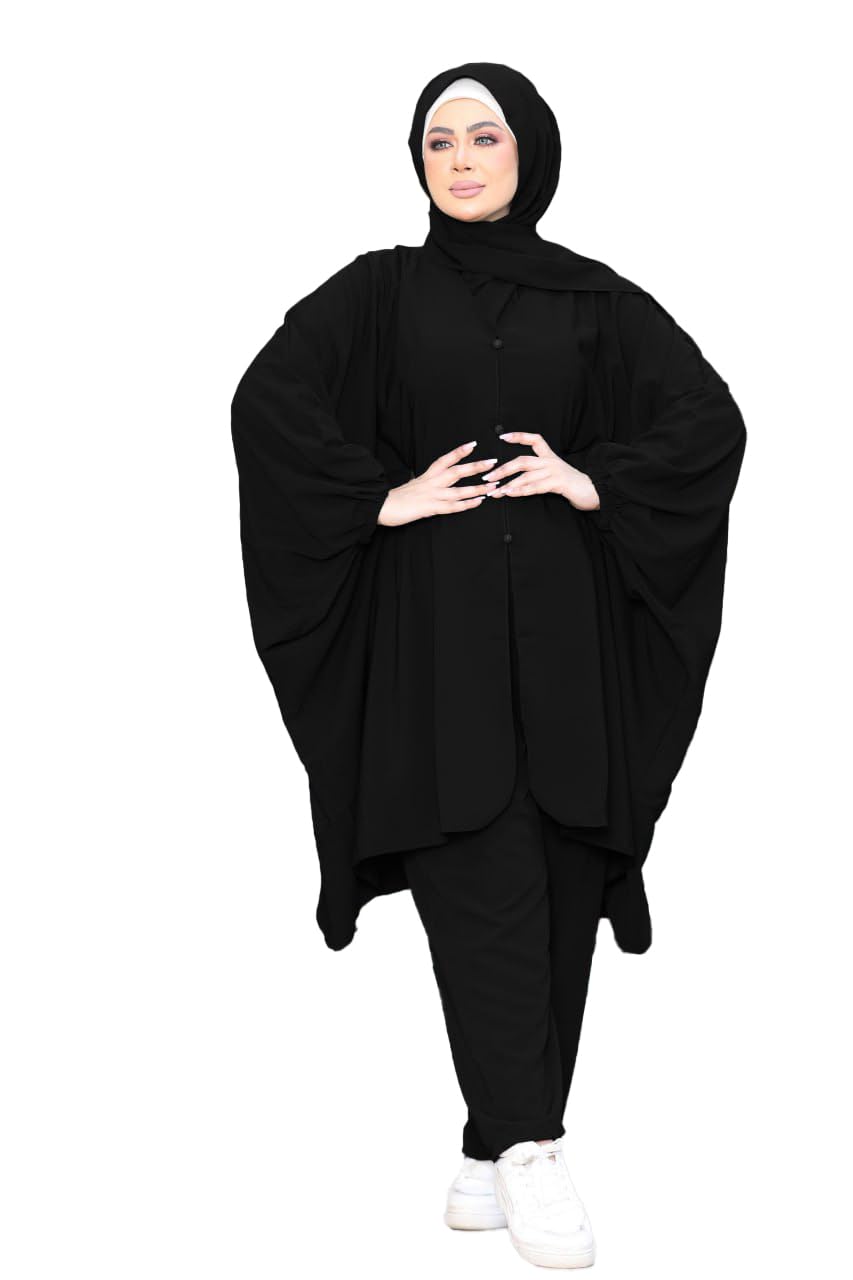 41S5zDj-gSL أدناء اسلامي 3 قطع ( بلوزة بزارير وبنطلون وطرحة ) كريب رويال موديل 7078 مقاس موحد يلبس حتى 120 ك للنساء من GAMAL SONS FOR ABAYA