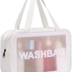 مجموعة شنط ادوات الزينة للسفر مقاومة للماء من 3 قطع - منظم شنطة غسيل للمكياج والعناية بالبشرة والاغراض الشخصية - شنط مستحضرات تجميل خفيفة الوزن وقابلة للطي للنساء - تصميم متين ومقاوم للتسرب