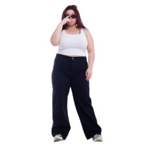 Mamilly Jeans بنطلون جينز مقاسات خاصه هاي ويست استريت بارجل واسعة نسائي