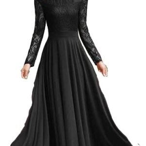 فستان نسائى أسود دانتيل و شيفون ببطانة