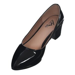 اتش ايه حذاء بكعب جلد لامع للنساء