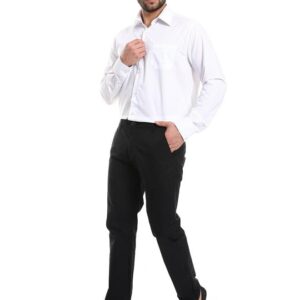 قميص اوكسفورد بقصة عادية واكمام طويلة وازرار امامية وجيب على الصدر وقماش ذهبي ناعم وقبة متينة، مقاس 44، ابيض، قميص رسمي للرجال