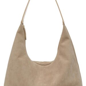 شنط كتف واسعة من الشامواه للنساء شنطة يد تحت الابط للعمل بتصميم هلال الشمواه للسفر والشتاء والخريف