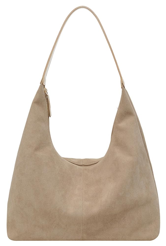 41WOW3CgCdL شنط كتف واسعة من الشامواه للنساء شنطة يد تحت الابط للعمل بتصميم هلال الشمواه للسفر والشتاء والخريف