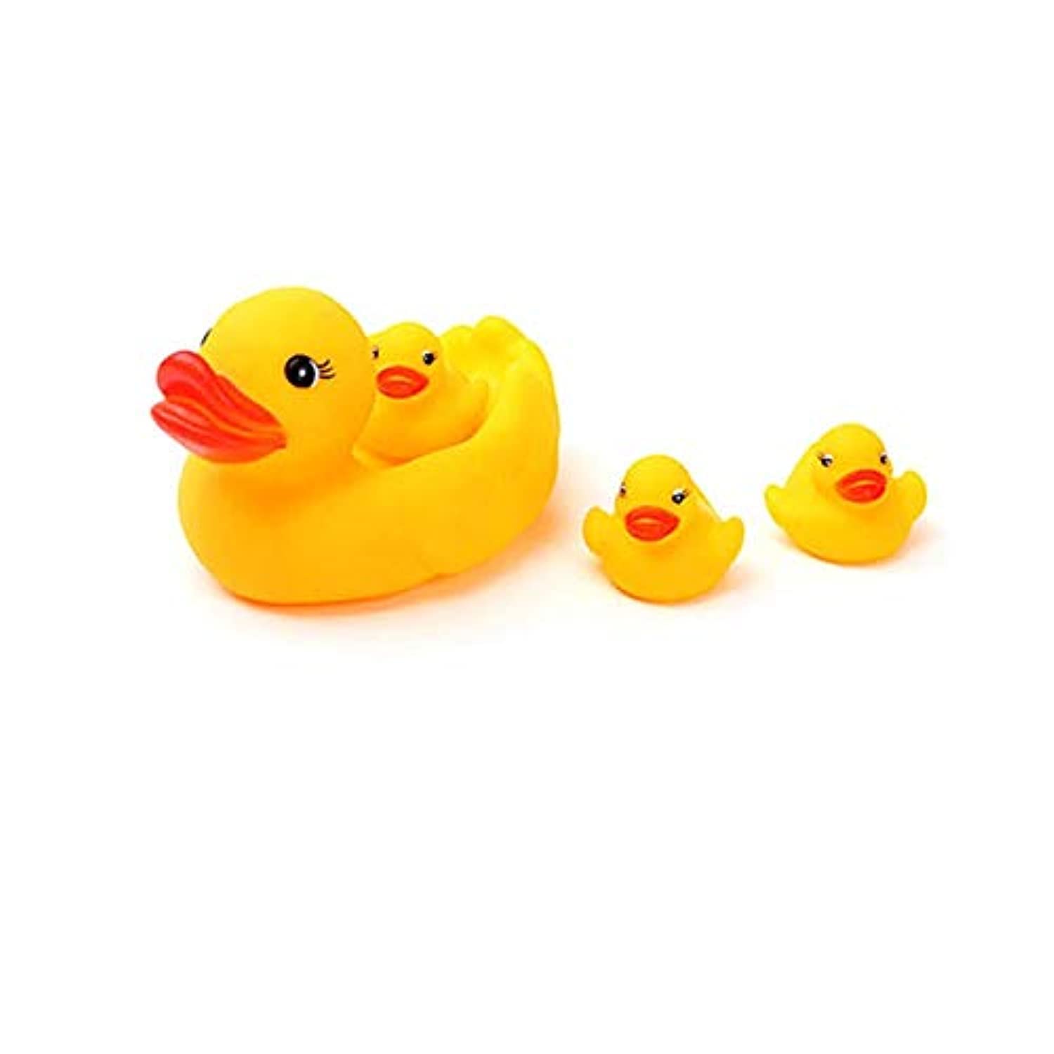 41X7z8VDl6L مجموعة ألعاب حمام مطاطية بتصميم بط عائم للأطفال (4 قطع)، تشمل 1 بطة لعبة كبيرة و3 بطة صغيرة ألعاب حوض الاستحمام المرحة للأطفال والرضع (لون أصفر)