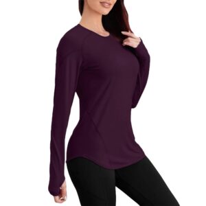 تيشرت رياضي بأكمام طويلة وأطراف منحنية للنساء