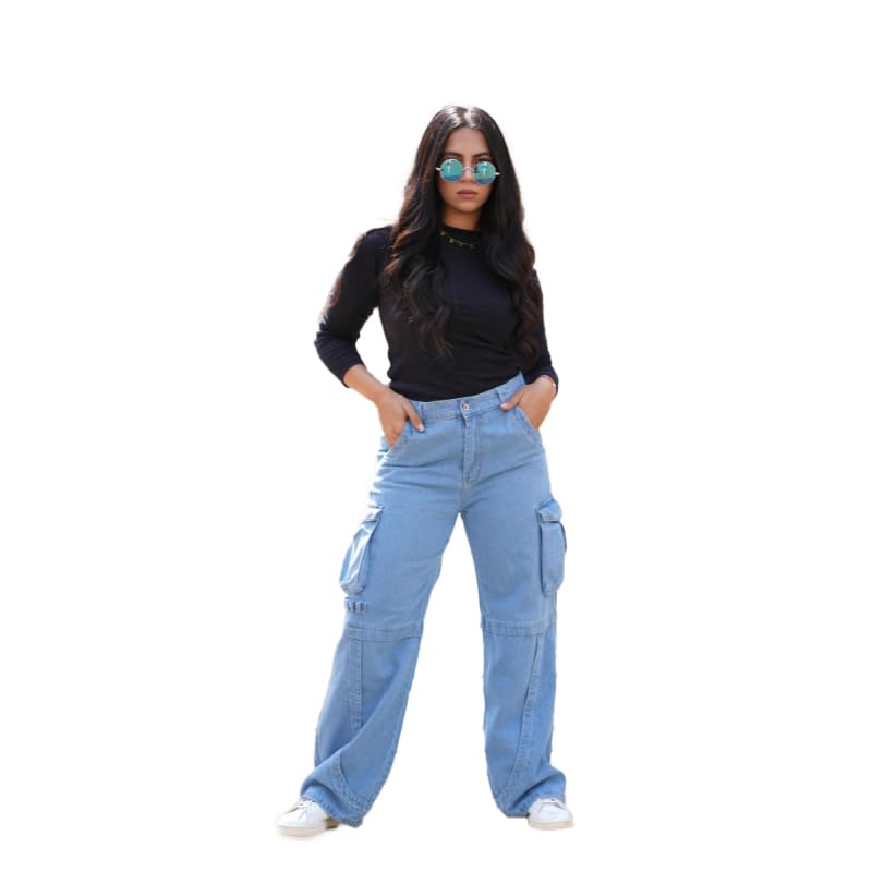 41ZI52o9LQL Mamilly jeans بنطلون كارجو هاي ويست جينز بجيب من الجنب نسائي OB-653-Parent