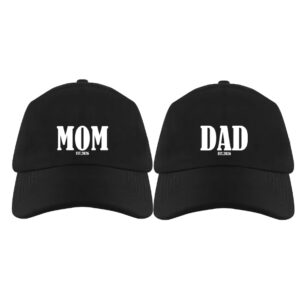 قبعة للأم والأب للكشف عن الولادة باللون الأسود