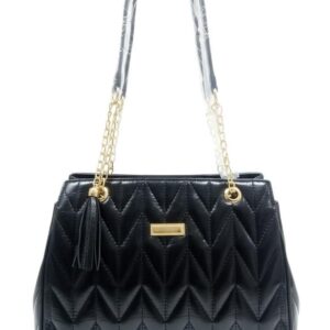 شنطة يد بسلسلة ذهبية للنساء مرصعة بالجلد مع شراشيب من الجلد