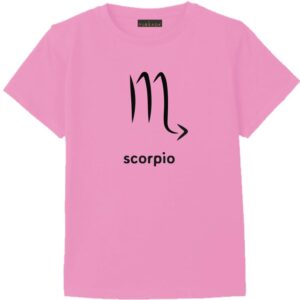 تي شيرت قطني بينك مع شعار برج العقرب مقاس (L)