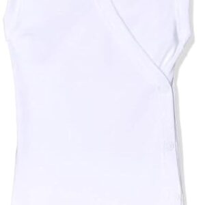 سالوبيت بكباسين بدون أكمام من القطن بتصميم ملفوف من الأمام للأولاد من الصياد، لون أبيض، مناسب لسن 0-3 شهور