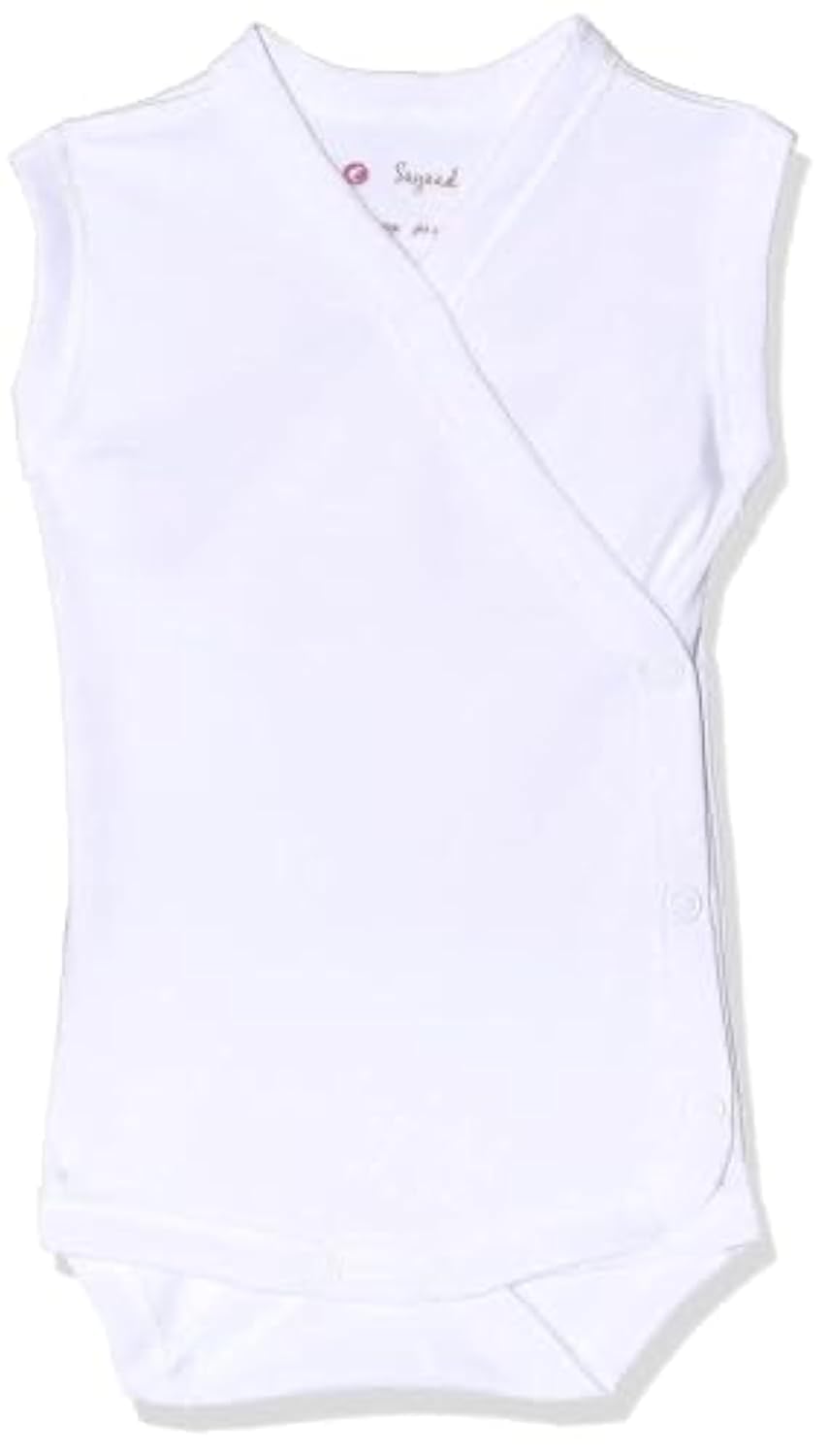 41d0Gi2oQKL سالوبيت بكباسين بدون أكمام من القطن بتصميم ملفوف من الأمام للأولاد من الصياد، لون أبيض، مناسب لسن 0-3 شهور