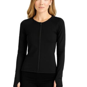 توب رياضي بأكمام طويلة وسوستة كاملة للنساء من نوز