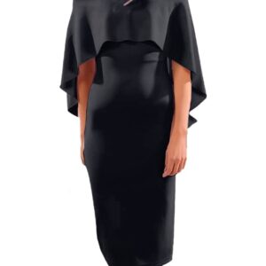 فستان ضيق للنساء بقصة كتف مكشوف وكم منسدل بتصميم محدد لشكل الجسم