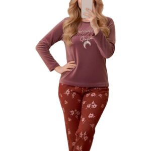 بيجامة شتوي حريمي – مقاس (يلبس حتى 80 كيلو) – طقم دافئ بنقشة هلال مميزة