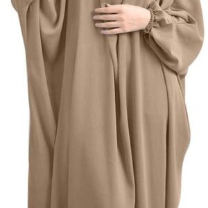 إسدال إسلامي للنساء للصلاة من بوجون بتصميم من قطعة واحدة يغطي كامل الجسم مزود بحجاب، قفطان صلاة مناسب لليالي رمضان والحفلات