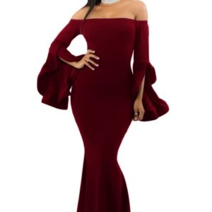 فستان نسائى طويل دون اكتاف لون نبيتي