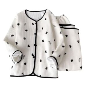 بيجامة شتوي قطيفة أنيقة للنساء من مقاس موحد، 2 قطعة كود 9622