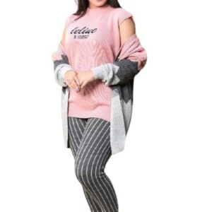 بيجامة شتوي كاجوال للنساء 3قطع تريكو مقاس موحد كود 000