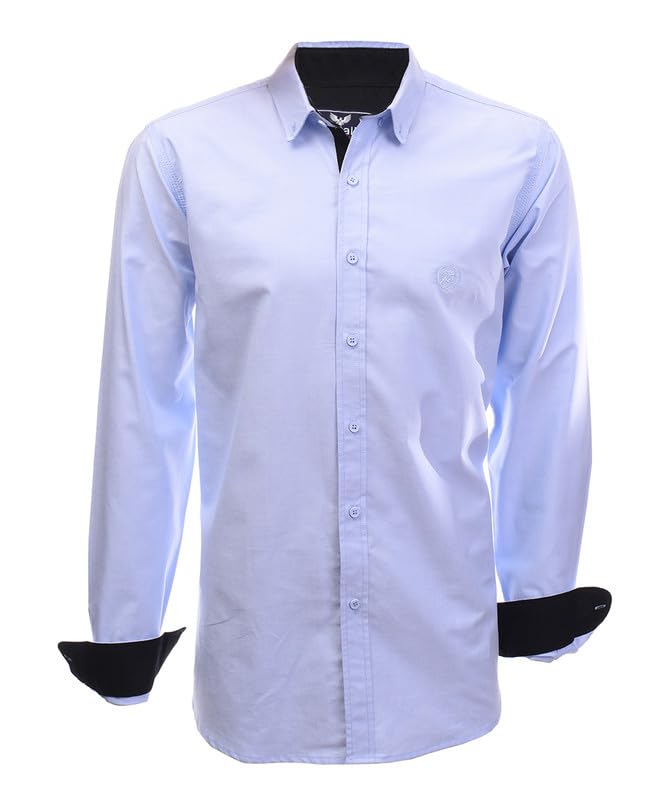 41oX5LPUvVL قميص اوكسفورد كاجوال بقصة عادية واكمام طويلة للرجال من كامالو