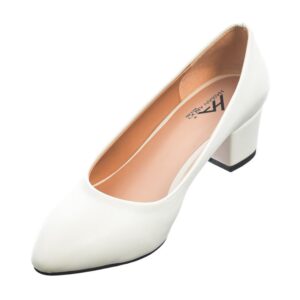 اتش ايه حذاء بكعب من الجلد غير اللامع للنساء