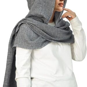 وشاح بقلنسوة للنساء والرجال، وشاح شال عصري مع غطاء رأس، تدفئة الرقبة متعدد الوظائف، قناع الوجه والرقبة جيد التهوية للاستخدام في الهواء الطلق والحفلات التنكرية والازياء الكلاسيكية، رمادي