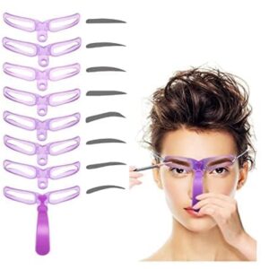 استنسل حواجب قابل للغسل مع 8 انماط قابلة لاعادة الاستخدام من جوكسكس، مجموعة تشكيل الحواجب مع مقبض وحزام لجمال النساء والعناية الشخصية - 8 قطع