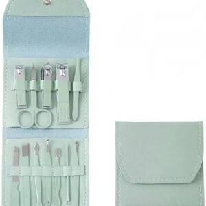 قصافة أظافر احترافية للمانيكير والباديكير والعناية الشخصية للرجال والنساء مجموعة من 12 قطعة بلون اخضر