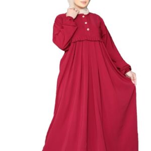 فستان للنساء من جمال سونز فور عباية، مصنوع من الكريب والساتان، بتصميم عصري تقليدي محتشم للمحجبات مع أزرار أمامية