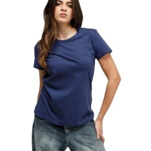 تي شيرت بقصة عادية ورقبة دائرية ضيقة واكمام قصيرة للنساء من فيذرز، مصنوع من القطن بنسبة 100%.