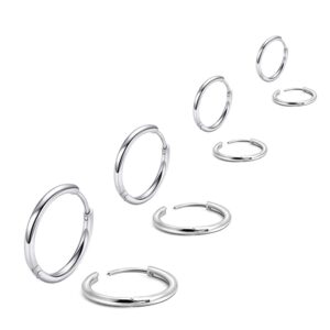 اقراط حلقية صغيرة من الستانلس ستيل الجراحي 14 غرام 6 ملم/8 ملم/10 ملم/12 ملم، اقراط لا تسبب الحساسية، اقراط غضروف حلزونية مفصلية، اقراط حلقية صغيرة للانف، مجوهرات ثقب الجسم للرجال والنساء