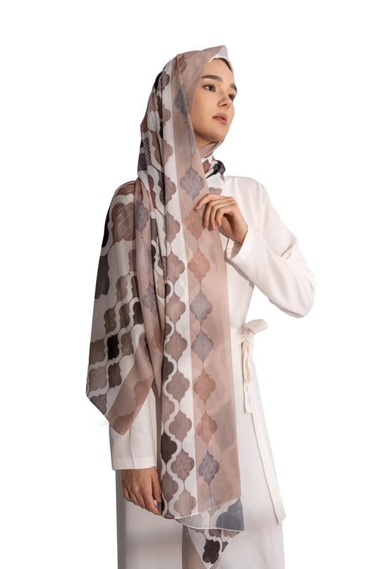 41s9zX6R7NL Women's Printed Chiffon Hijab Scarf – Lightweight Size 200 × 75 cm - Multicolor PT0033