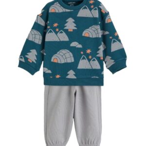 LC واكيكي طقم ملابس بقصة عادية ورقبة دائرية ضيقة من 3 خيوط - للاولاد الصغار