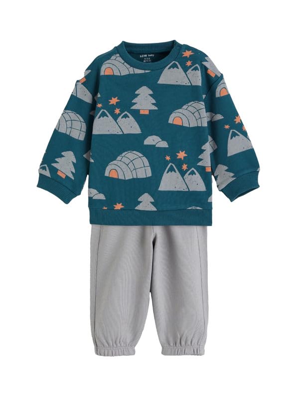 Version 1.0.0 LC واكيكي طقم ملابس بقصة عادية ورقبة دائرية ضيقة من 3 خيوط - للاولاد الصغار