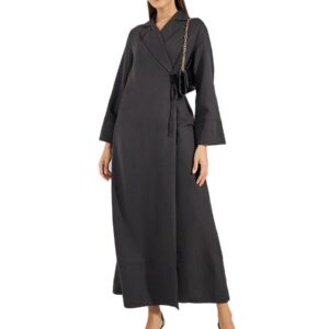 عباية ملفوفة بقبة قابلة للطي ورباط عند الخصر للنساء من ستايلي