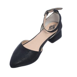 حذاء بكعب من الجلد وحزام عند الكاحل للنساء من اتش ايه