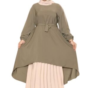 ادناء أسلامي 5 قطع (بلوزه وجيبه وطرحه ونقاب وحزام) خامه كريب رويال موديل 8085 مقاس موحد يلبس حتى 120 ك للنساء من GAMAL SONS FOR ABAYA