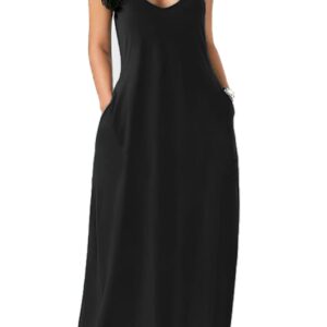 فستان نسائى قطن بحمالات من الاكتاف اسود