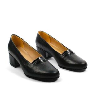 حذاء من الجلد الطبيعي بكعب منخفض 4 سم للنساء من وومنز بوتيك