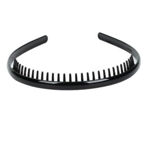 شريط رأس بلاستيكي باللون الأسود السادة مع سنون، اكسسوارات شعر يمكنك صنعها بنفسك ومشط شعر للنساء والرجال والفتيات - قطعتين