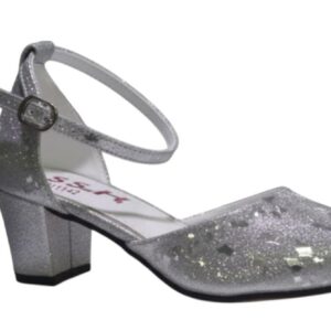 هيلز حريمي جزمة كوروزي للنساء، كعب 5 سم، كلاسيك للمناسبات والأفراح، فضي لامع