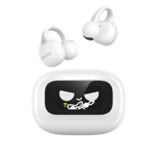 UGREEN ClipBuds Magic, Open-Ear Earbuds with Smart Touchscreen, Custom Wallpaper, Bluetooth Camera Remote Control, Clip On Earphones Wireless, 30H Playtime, IPX5, for Android Phones/iPhone 17 Pro Max